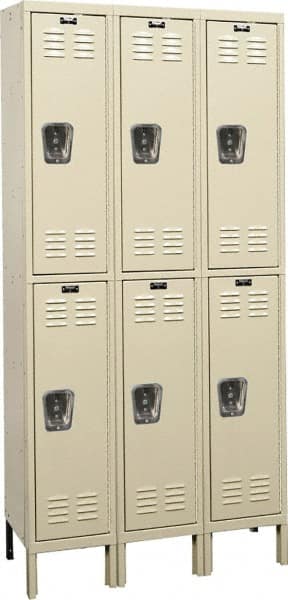 Hallowell - 6 Door, 2 Tier, Galvanite Corrosion Resistant Wardrobe & Box Lockers - Industrial Tool & Supply
