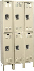 Hallowell - 6 Door, 2 Tier, Galvanite Corrosion Resistant Wardrobe & Box Lockers - Industrial Tool & Supply