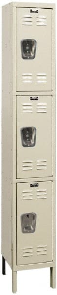Hallowell - 3 Door, 3 Tier, Galvanite Corrosion Resistant Wardrobe & Box Lockers - Industrial Tool & Supply