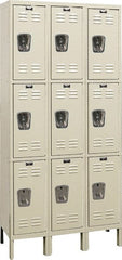 Hallowell - 9 Door, 3 Tier, Galvanite Corrosion Resistant Wardrobe & Box Lockers - Industrial Tool & Supply