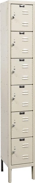 Hallowell - 6 Door, 6 Tier, Galvanite Corrosion Resistant Wardrobe & Box Lockers - Industrial Tool & Supply
