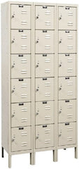Hallowell - 18 Door, 6 Tier, Galvanite Corrosion Resistant Wardrobe & Box Lockers - Industrial Tool & Supply