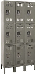 Hallowell - 9 Door, 3 Tier, Premium Wardrobe Lockers - Industrial Tool & Supply