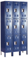 Hallowell - 9 Door, 3 Tier, Premium Wardrobe Lockers - Industrial Tool & Supply