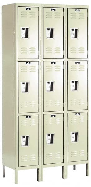 Hallowell - 9 Door, 3 Tier, Premium Wardrobe Lockers - Industrial Tool & Supply