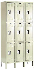 Hallowell - 9 Door, 3 Tier, Premium Wardrobe Lockers - Industrial Tool & Supply