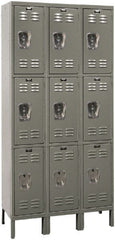 Hallowell - 9 Door, 3 Tier, Premium Wardrobe Lockers - Industrial Tool & Supply