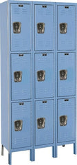 Hallowell - 9 Door, 3 Tier, Premium Wardrobe Lockers - Industrial Tool & Supply