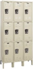 Hallowell - 9 Door, 3 Tier, Premium Wardrobe Lockers - Industrial Tool & Supply