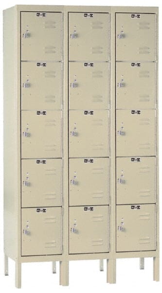 Hallowell - 15 Door, 5 Tier, Premium Box Lockers - Industrial Tool & Supply