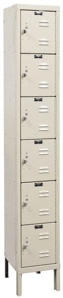 Hallowell - 6 Door, 6 Tier, Galvanite Corrosion Resistant Wardrobe & Box Lockers - Industrial Tool & Supply