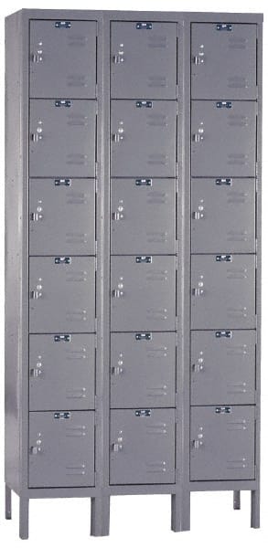 Hallowell - 18 Door, 6 Tier, Premium Box Lockers - Industrial Tool & Supply