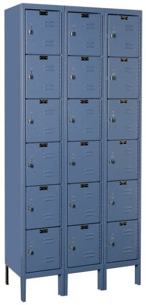 Hallowell - 18 Door, 6 Tier, Premium Box Lockers - Industrial Tool & Supply