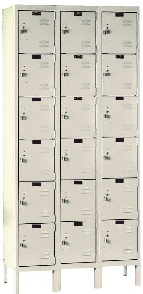 Hallowell - 18 Door, 6 Tier, Premium Box Lockers - Industrial Tool & Supply