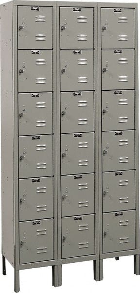 Hallowell - 18 Door, 6 Tier, Premium Box Lockers - Industrial Tool & Supply