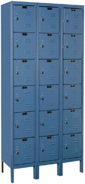 Hallowell - 18 Door, 6 Tier, Premium Box Lockers - Industrial Tool & Supply