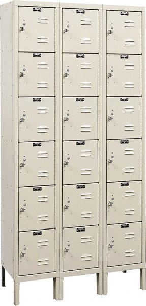 Hallowell - 18 Door, 6 Tier, Premium Box Lockers - Industrial Tool & Supply