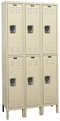 Hallowell - 6 Door, 2 Tier, Galvanite Corrosion Resistant Wardrobe & Box Lockers - Industrial Tool & Supply