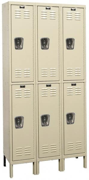 Hallowell - 6 Door, 2 Tier, Premium Wardrobe Lockers - Industrial Tool & Supply