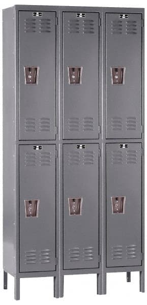 Hallowell - 6 Door, 2 Tier, Premium Wardrobe Lockers - Industrial Tool & Supply