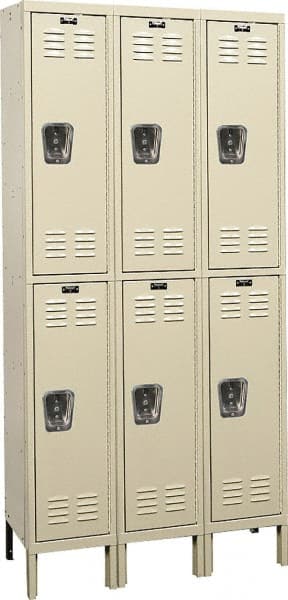 Hallowell - 6 Door, 2 Tier, Premium Wardrobe Lockers - Industrial Tool & Supply
