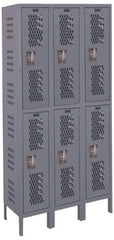 Hallowell - 6 Door, 2 Tier, Heavy-Duty Ventilated Wardrobe & Box Lockers - Industrial Tool & Supply