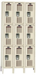 Hallowell - 9 Door, 3 Tier, Safety-View Wardrobe Lockers - Industrial Tool & Supply