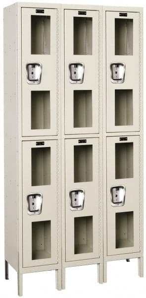 Hallowell - 6 Door, 2 Tier, Safety-View Wardrobe Lockers - Industrial Tool & Supply