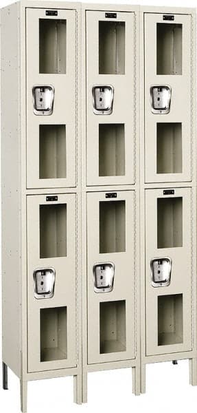Hallowell - 6 Door, 2 Tier, Safety-View Wardrobe Lockers - Industrial Tool & Supply