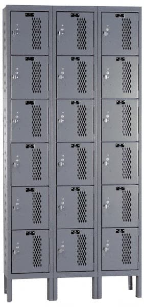 Hallowell - 18 Door, 6 Tier, Heavy-Duty Ventilated Wardrobe & Box Lockers - Industrial Tool & Supply
