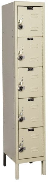 Hallowell - 5 Door, 5 Tier, Ready-Built Wardrobe & Box Lockers - Industrial Tool & Supply