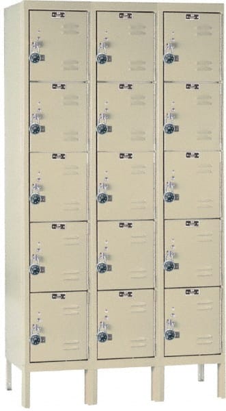 Hallowell - 15 Door, 5 Tier, Ready-Built Wardrobe & Box Lockers - Industrial Tool & Supply