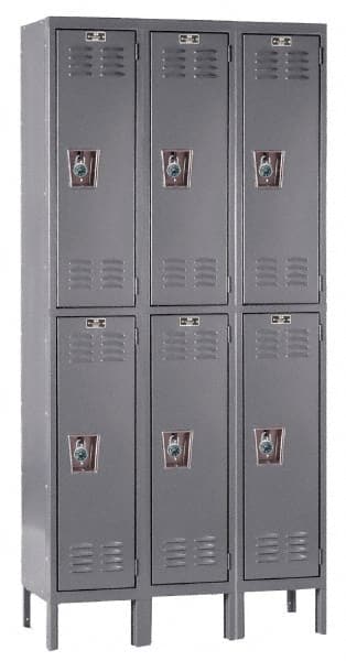 Hallowell - 6 Door, 2 Tier, Ready-Built Wardrobe & Box Lockers - Industrial Tool & Supply