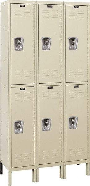 Hallowell - 6 Door, 2 Tier, Ready-Built Wardrobe & Box Lockers - Industrial Tool & Supply