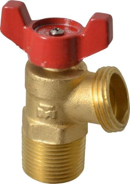 B&K Mueller - 1/2" Pipe, Brass, FNPT, MNPT x GHT End Connection, Boiler Drain Valve - 125 psi WOG Rating, Wing Tee Handle - Industrial Tool & Supply