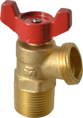 B&K Mueller - 1/2" Pipe, Brass, FNPT, MNPT x GHT End Connection, Boiler Drain Valve - 125 psi WOG Rating, Wing Tee Handle - Industrial Tool & Supply