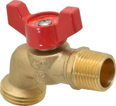 B&K Mueller - 1/2" Pipe, 125 psi WOG Rating, Brass Hose Bibb, Stop Valve - Wing Tee Handle, MNPT/SWT x GHT End Connections - Industrial Tool & Supply