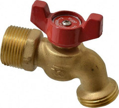 B&K Mueller - 1/2" Pipe, 125 psi WOG Rating, Brass Hose Bibb, Stop Valve - Wing Tee Handle, FNPT/MNPT x GHT End Connections - Industrial Tool & Supply