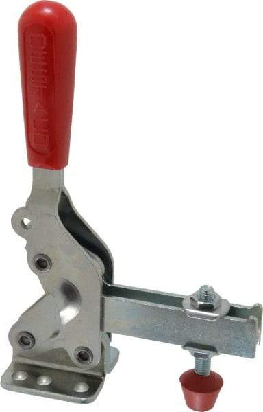 De-Sta-Co - 1,000 Lb Holding Capacity, Vertical Handle, Manual Hold Down Toggle Clamp - 64° Handle Movement, 76° Bar Opening, U-Bar, Flanged Base, Electro-Plated Zinc, Carbon Steel - Industrial Tool & Supply