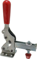 De-Sta-Co - 1,000 Lb Holding Capacity, Vertical Handle, Manual Hold Down Toggle Clamp - 64° Handle Movement, 76° Bar Opening, U-Bar, Flanged Base, Electro-Plated Zinc, Carbon Steel - Industrial Tool & Supply