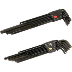 Wiha - 22 Piece, L-Key Long Arm Ball End Hex Key Set - 0.05 to 3/8" Range, Chrome Vanadium Molybdenum - Industrial Tool & Supply
