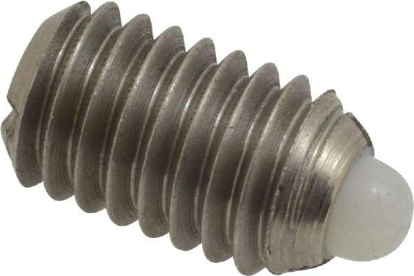 Gibraltar - 3/8-16, 5/8" Thread Length, 0.11" Plunger Projection, Stainless Steel Threaded Spring Plunger - 0.186" Max Plunger Diam, 0.625" Plunger Length, 4.5 Lb Init End Force, 18.5 Lb Final End Force - Industrial Tool & Supply