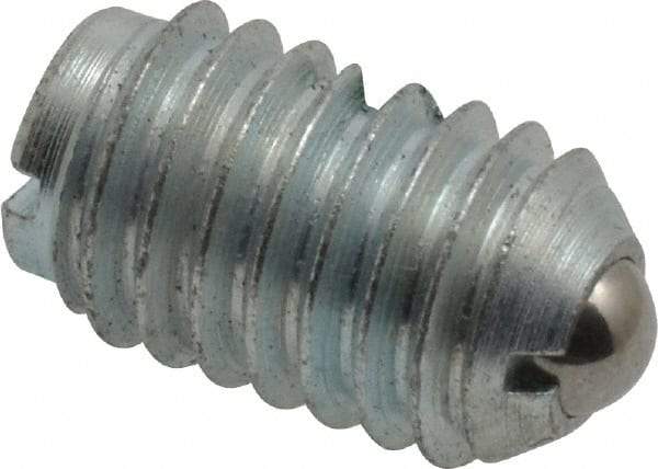 Gibraltar - 3/8-16, 0.187" Ball Diam, 5/8" Body Length, 0.048" Max Ball Reach, Threaded Ball Plunger - Steel Body, Steel Ball, 2.5 Lb Initial End Force, 5 Lb Final End Force, Locking Element - Industrial Tool & Supply