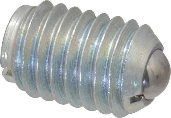 Gibraltar - 1/2-13, 0.281" Ball Diam, 3/4" Body Length, 0.072" Max Ball Reach, Threaded Ball Plunger - Steel Body, Steel Ball, 3 Lb Initial End Force, 6 Lb Final End Force, Locking Element - Industrial Tool & Supply