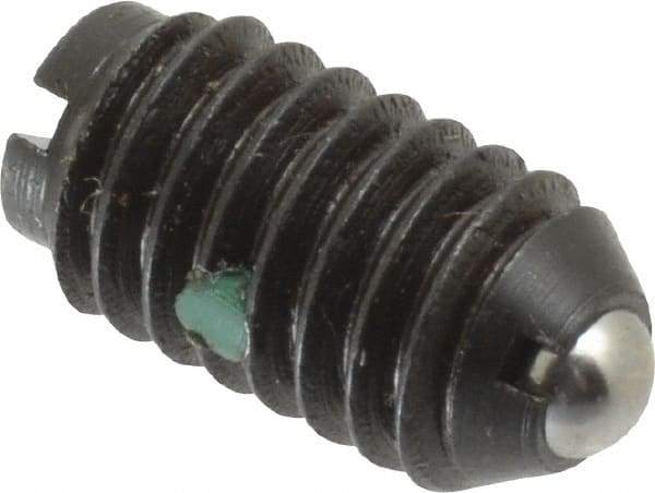 Gibraltar - 5/16-18, 0.156" Ball Diam, 37/64" Body Length, 0.04" Max Ball Reach, Threaded Ball Plunger - Steel Body, Steel Ball, 4 Lb Initial End Force, 9 Lb Final End Force, Locking Element - Industrial Tool & Supply