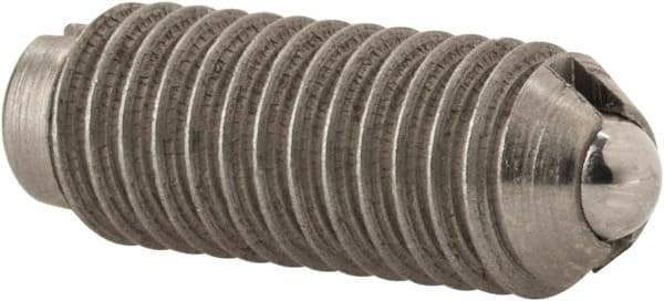 Gibraltar - 10-32, 0.093" Ball Diam, 33/64" Body Length, 0.025" Max Ball Reach, Threaded Ball Plunger - Stainless Steel Body, Stainless Steel Ball, 2 Lb Initial End Force, 5 Lb Final End Force - Industrial Tool & Supply