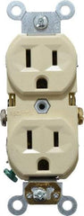 Leviton - 125 VAC, 15 Amp, 5-15R NEMA Configuration, Ivory, Specification Grade, Self Grounding Duplex Receptacle - 1 Phase, 2 Poles, 3 Wire, Flush Mount, Tamper Resistant - Industrial Tool & Supply