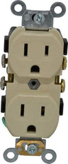 Leviton - 125 VAC, 15 Amp, 5-15R NEMA Configuration, Ivory, Specification Grade, Self Grounding Duplex Receptacle - 1 Phase, 2 Poles, 3 Wire, Flush Mount, Tamper Resistant - Industrial Tool & Supply