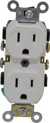 Leviton - 125 VAC, 15 Amp, 5-15R NEMA Configuration, White, Specification Grade, Self Grounding Duplex Receptacle - 1 Phase, 2 Poles, 3 Wire, Flush Mount, Tamper Resistant - Industrial Tool & Supply