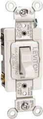 Leviton - 2 Pole, 120 to 277 VAC, 20 Amp, Commercial Grade, Toggle, Wall and Dimmer Light Switch - 1.31 Inch Wide x 4.06 Inch High - Industrial Tool & Supply